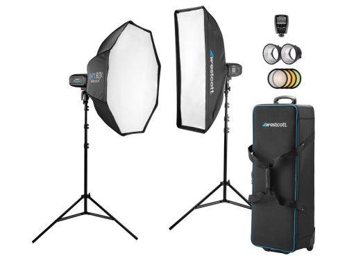 Westcott FJ400 Strobe 2-Light Location Kit with FJ-X2m Universal Wireless Trigger and Rapid Box Switch Octa-M and 1x3 Strip Bank