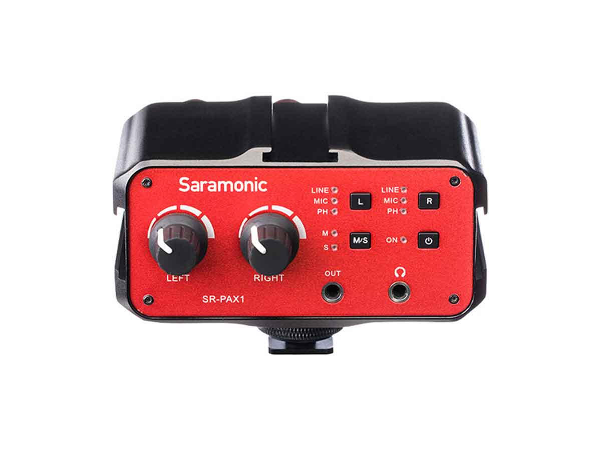 Red/Black Saramonic SR-AX100 2 Channel 3.5mm Audio Adapter 